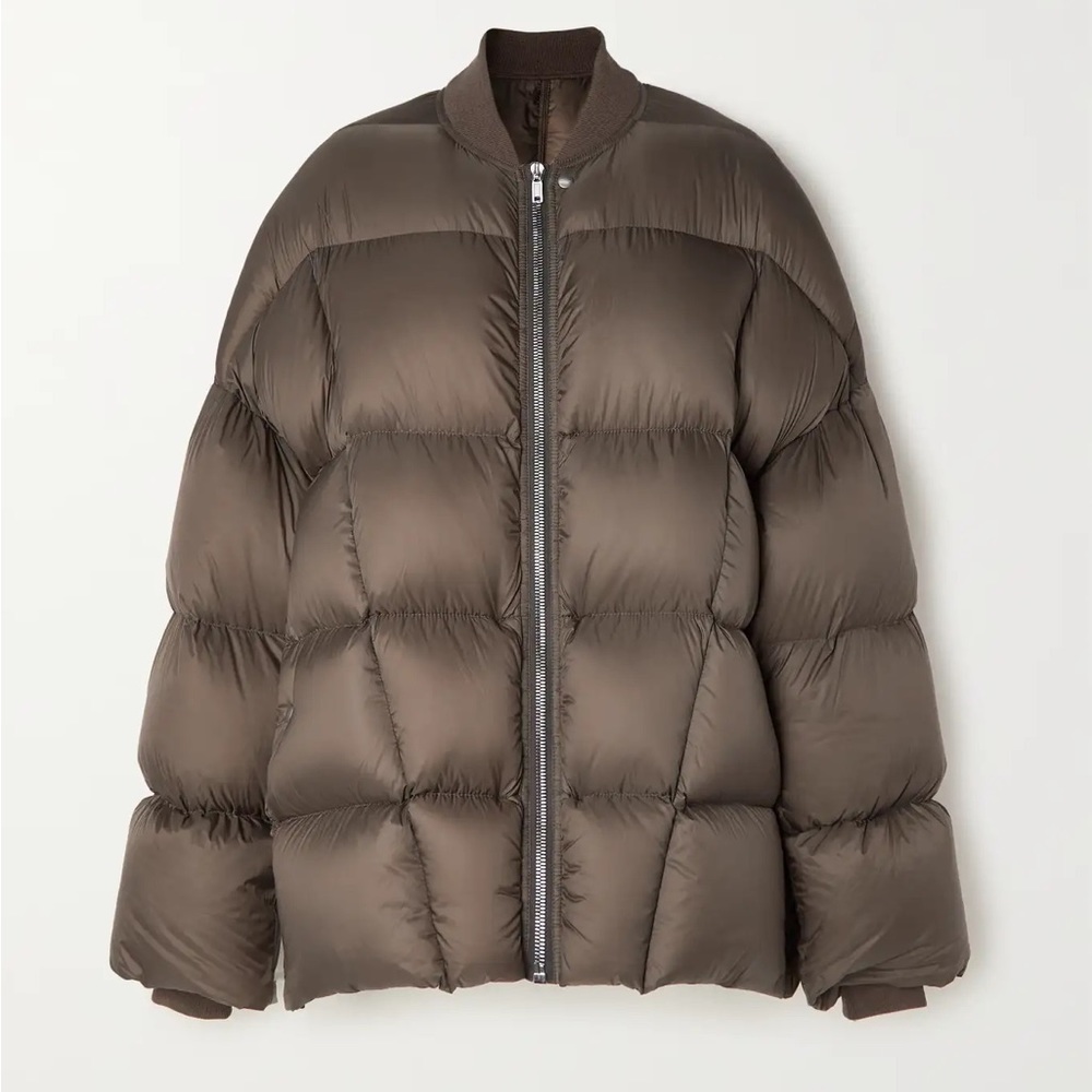 NWT Rick Owens Oversized wool-trimmed quilted shell down puffer jacket